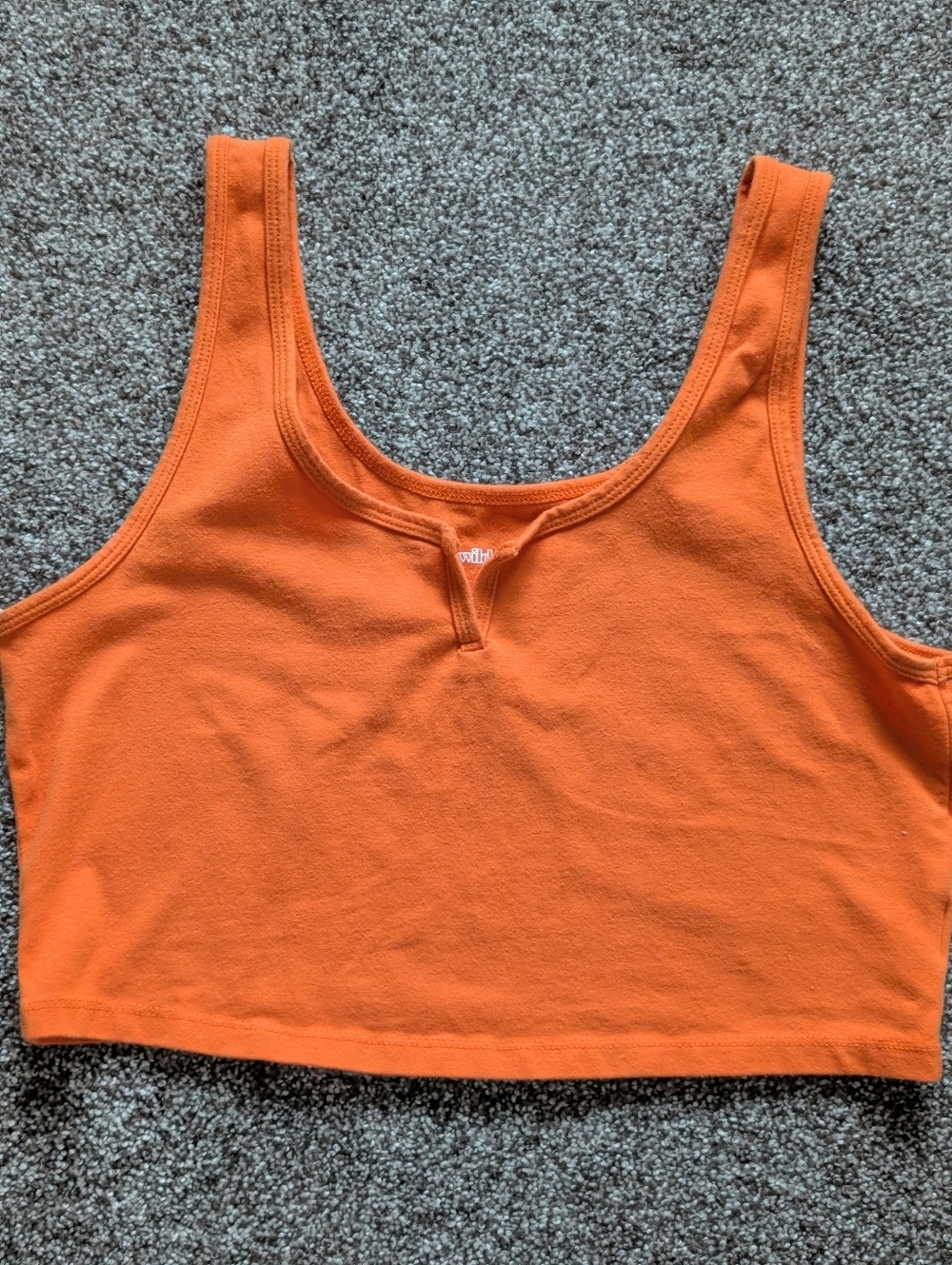 Wild Fable Orange Cropped Tank Top Slit Scoop Neck - Large - Picture 2 of 4